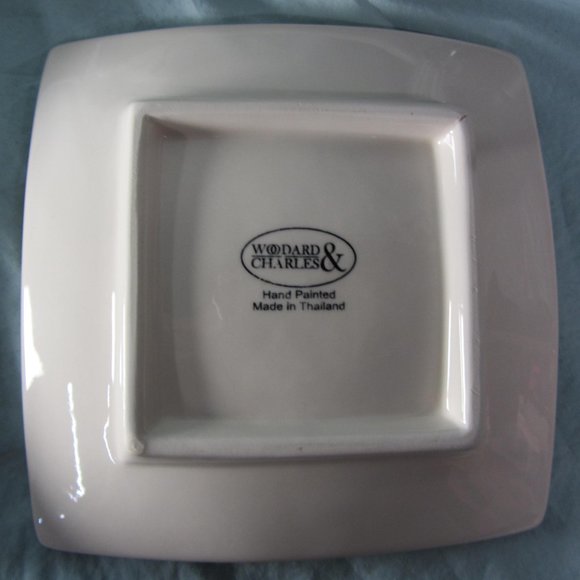 FOUR cake plates square woodard & charles pink (w1816) - Picture 7 of 11